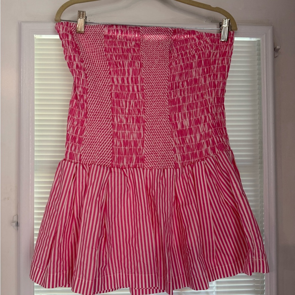 Celandine Pink and White Striped Smocked Romper